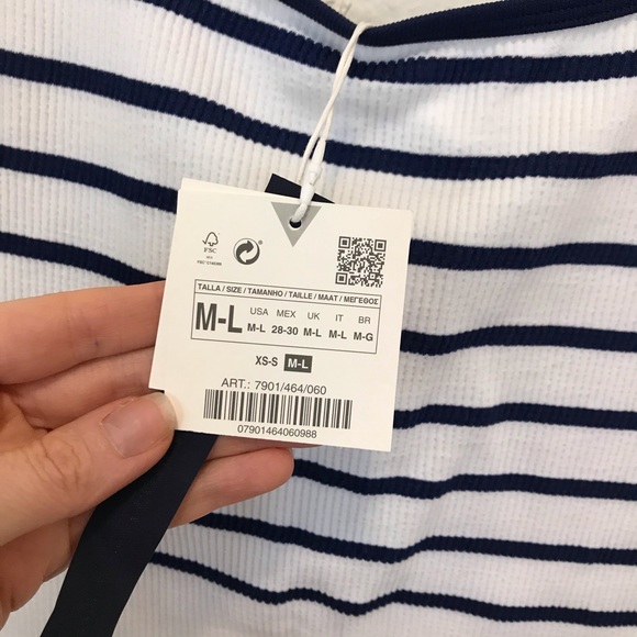 Zara Limitless Contour Collection Playsuit Romper White Blue medium large - Picture 9 of 11